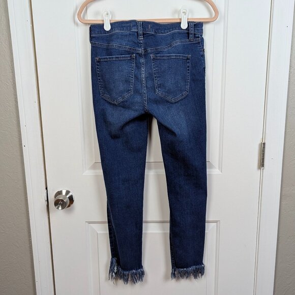 Free People | Blue Distressed Skinny Jeans Frayed Hem Size W27 - Picture 2 of 11